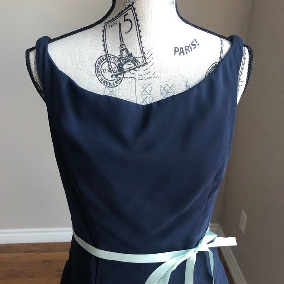 WTOO by Watters & Watters Navy blue tea length 10 - Picture 2 of 7